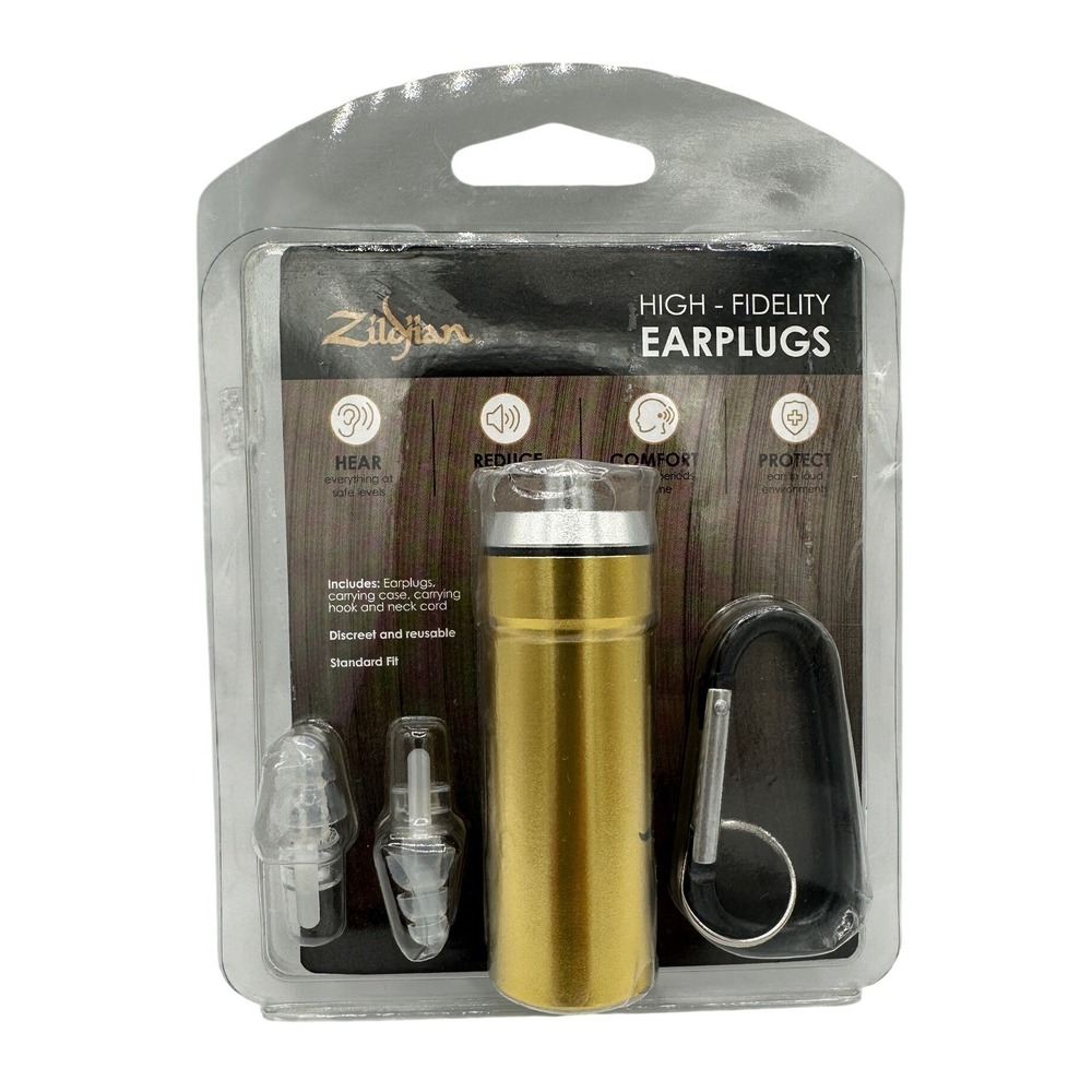 Zildjian High-Fidelity Earplugs Standard Fit Gold Case New ZXEP0012 Musicians